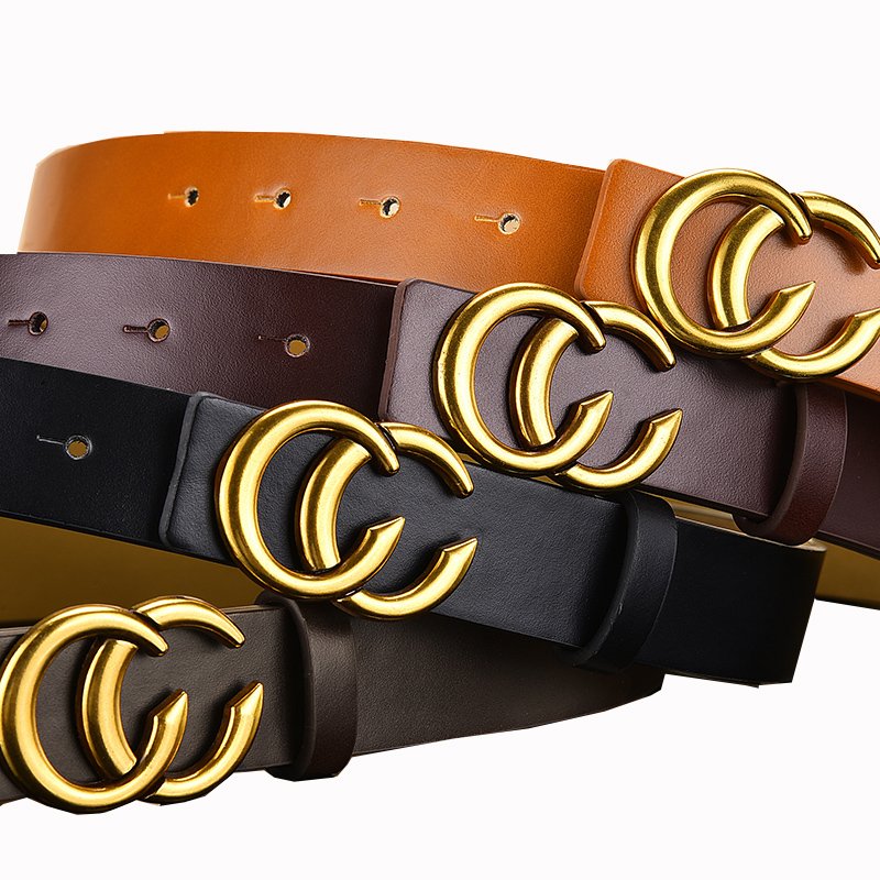 2022 New Products Pu Leather Jeans Waist Belts Fashion PU Leather Jeans Belt with Double C Buckle