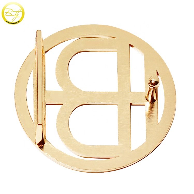 Good quality belt accessory metal parts round shape hollow logo automatic buckle clips for leather belt