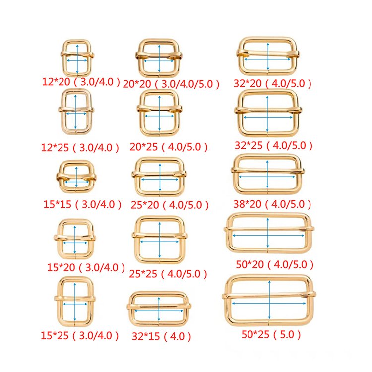 Wholesale Selling Webbing Buckle Handbag Accessories Adjustable Tri Glide Pin Buckle Metal Slider Rectangle Loop for Belt Strap