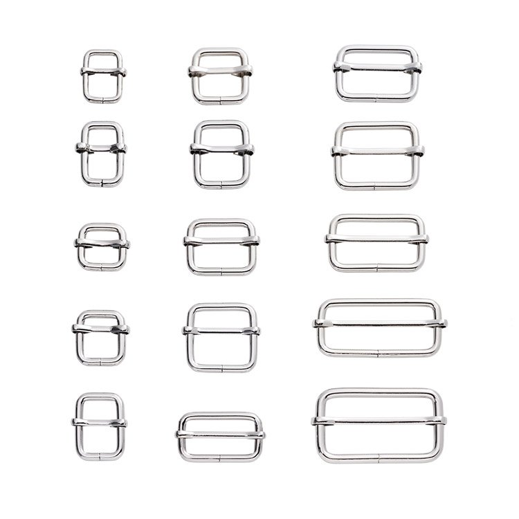 Wholesale Selling Webbing Buckle Handbag Accessories Adjustable Tri Glide Pin Buckle Metal Slider Rectangle Loop for Belt Strap