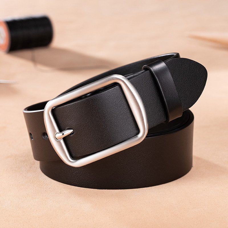 Casual Dress Jeans Belt Stainless Steel Buckle Genuine Leather Cowhide full Grain leather Handmade Brown Black Color Belt