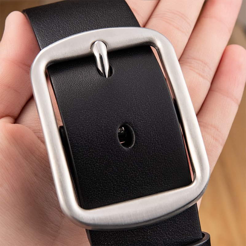 Casual Dress Jeans Belt Stainless Steel Buckle Genuine Leather Cowhide full Grain leather Handmade Brown Black Color Belt