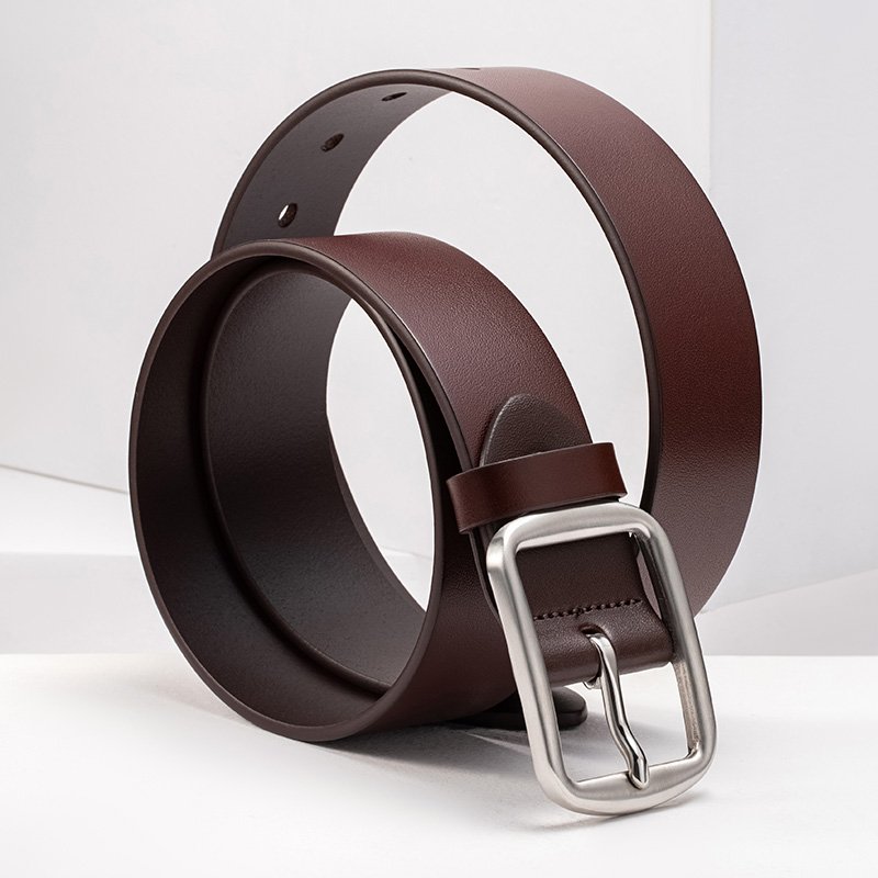 Casual Dress Jeans Belt Stainless Steel Buckle Genuine Leather Cowhide full Grain leather Handmade Brown Black Color Belt