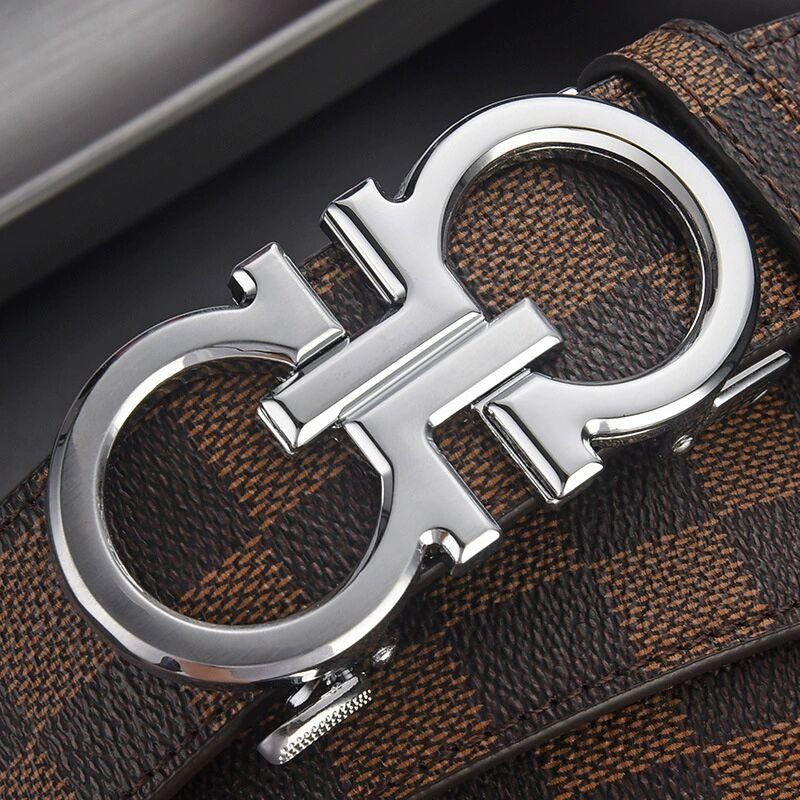 Wanshui Men's leather belt automatic buckle cowhide fashion strap Fashionable leather belt brand designer belt