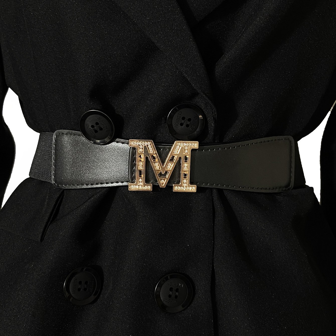 Ladies Diamond Belt Fashion M Buckle Belt Pu Waist Belts For Ladies