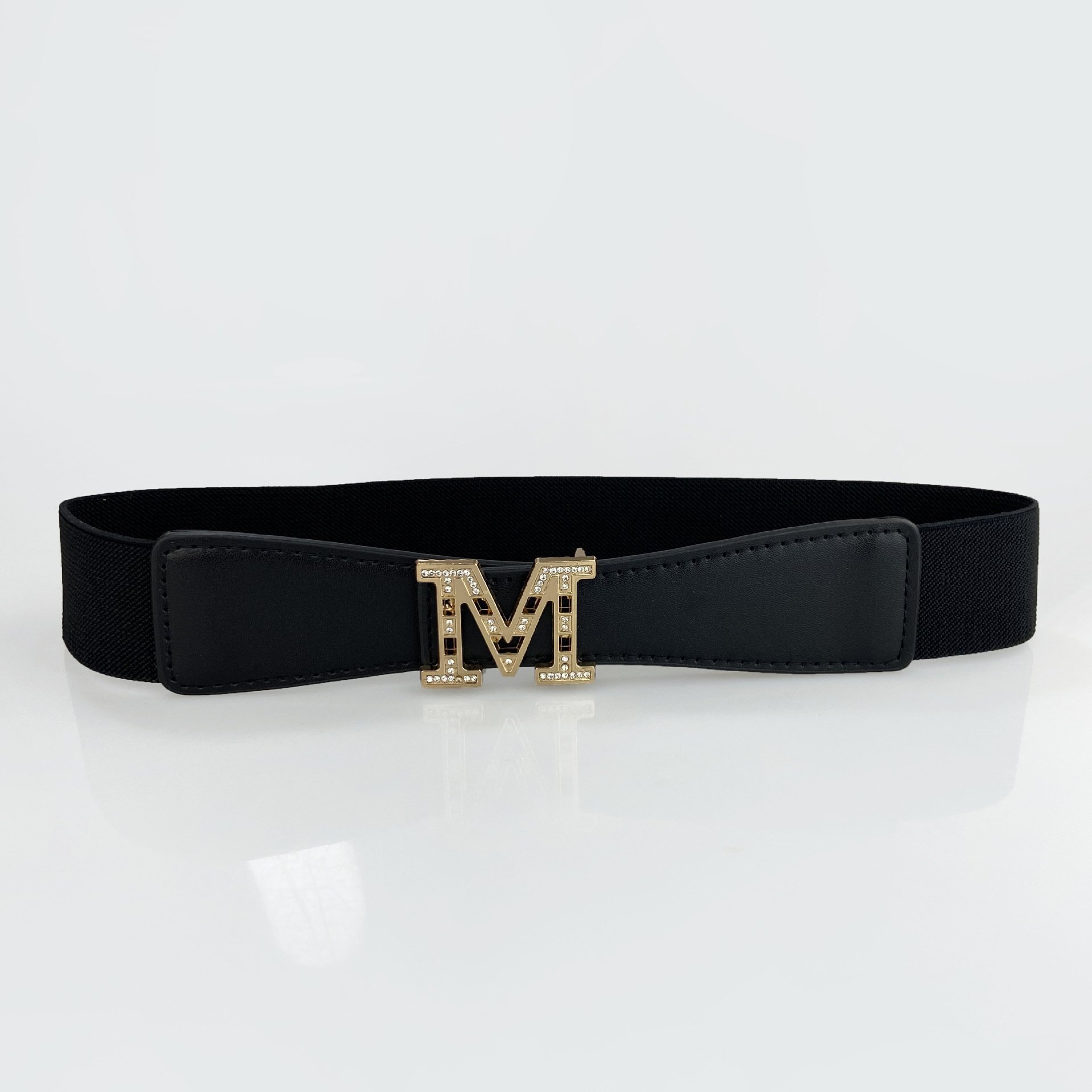 Ladies Diamond Belt Fashion M Buckle Belt Pu Waist Belts For Ladies