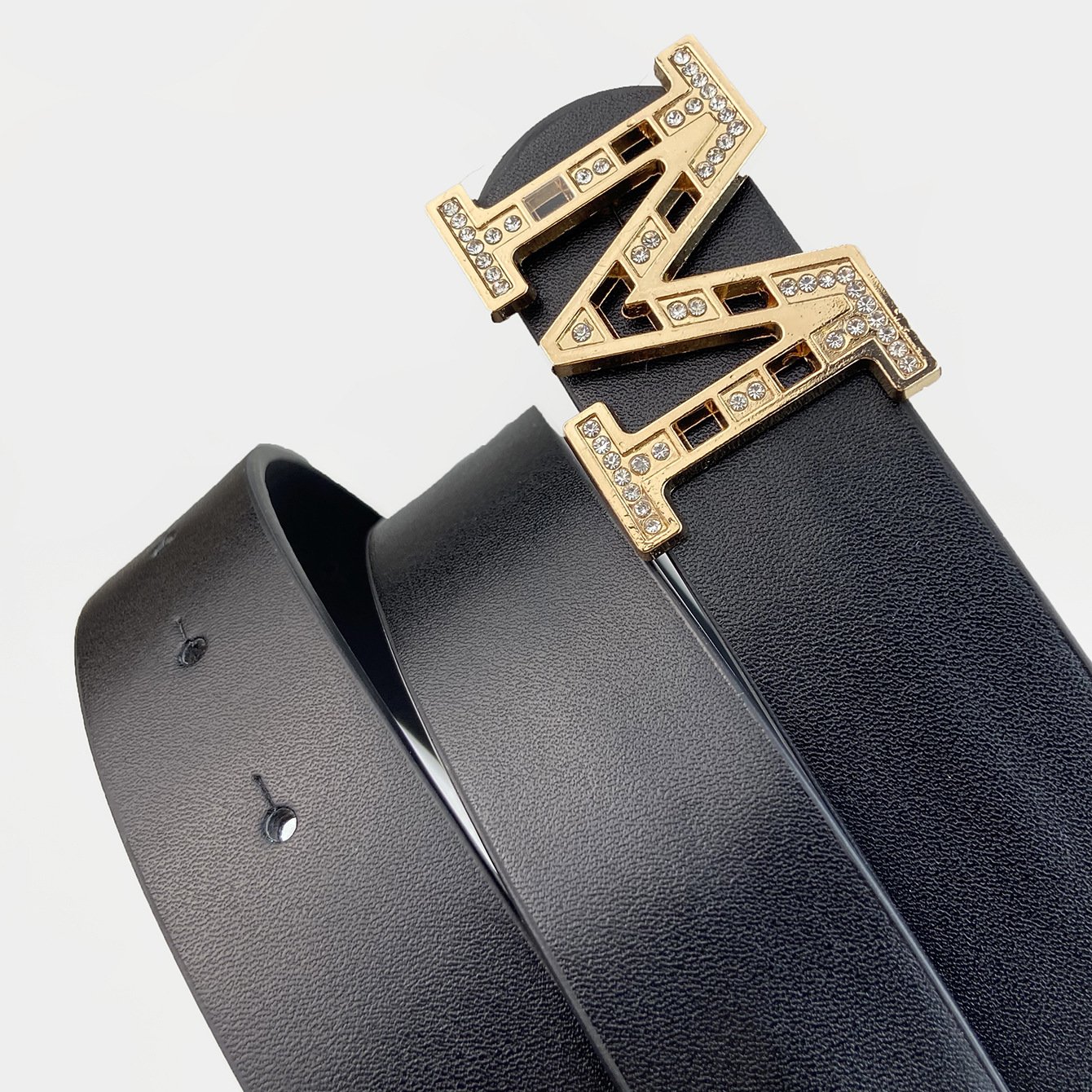 Ladies Diamond Belt Fashion M Buckle Belt Pu Waist Belts For Ladies