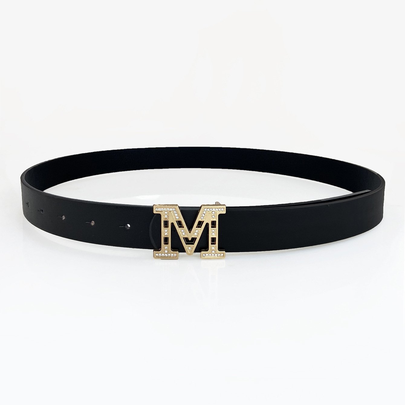 Ladies Diamond Belt Fashion M Buckle Belt Pu Waist Belts For Ladies