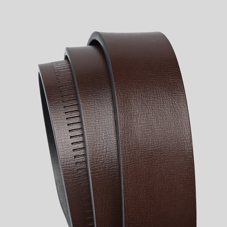 Business Simple Design Gentlemen Suit Jeans Slide Click Toothless Automatic Buckle Split Leather Ratchet Belt