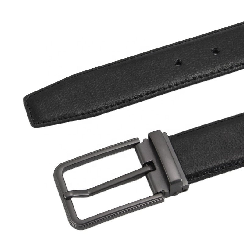 Different stripe genuine cowhide men's gun black alloy buckle belt version business split leather cowhide belt P119