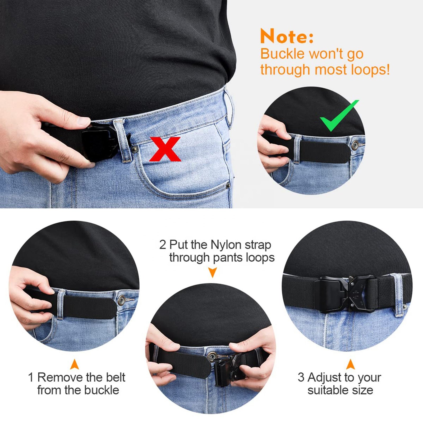YWHCHI Tactical Belt, Hiking Rigger 1.3" Nylon Web Work Belt with Heavy Duty Quick Release Buckle