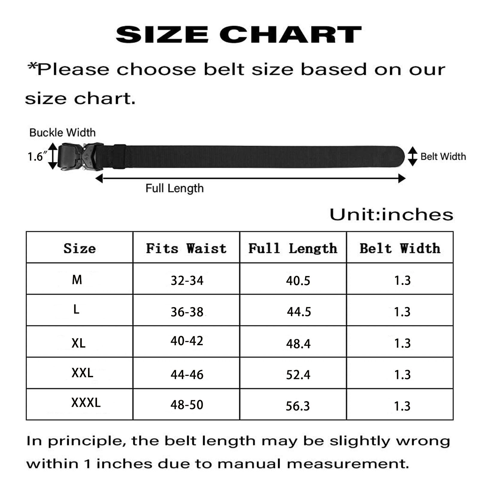 YWHCHI Tactical Belt, Hiking Rigger 1.3" Nylon Web Work Belt with Heavy Duty Quick Release Buckle