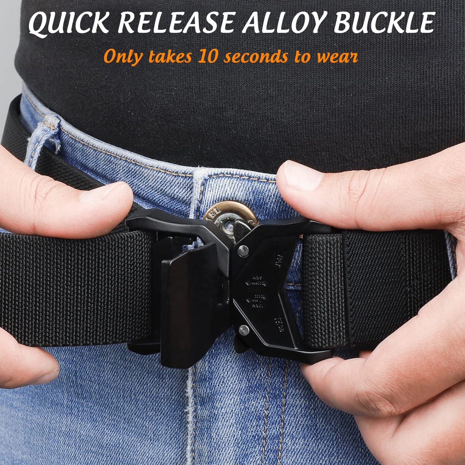 YWHCHI Tactical Belt, Hiking Rigger 1.3" Nylon Web Work Belt with Heavy Duty Quick Release Buckle
