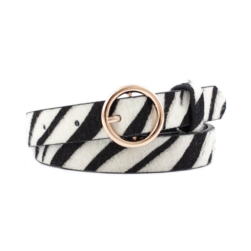 Ladies Adjustable Fashion Snake Zebra Print Leopard Decorated Belts With Round Gold Pin Buckle Jeans Dress Belt For Women