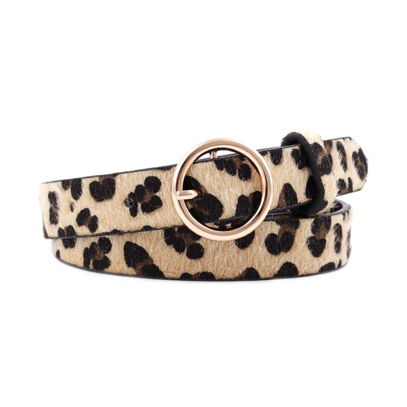 Ladies Adjustable Fashion Snake Zebra Print Leopard Decorated Belts With Round Gold Pin Buckle Jeans Dress Belt For Women