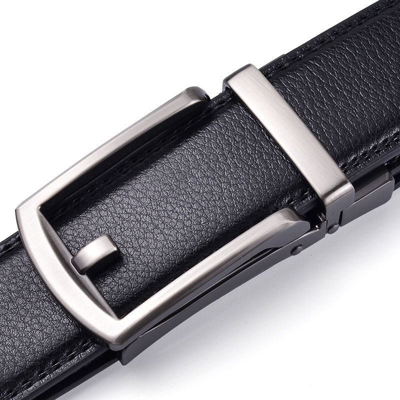 Hot Sell New Universal Man Automatic Buckle Two-layer Leather Business Belts For Jean Pants Men's Fashion High-grade Waist Belt