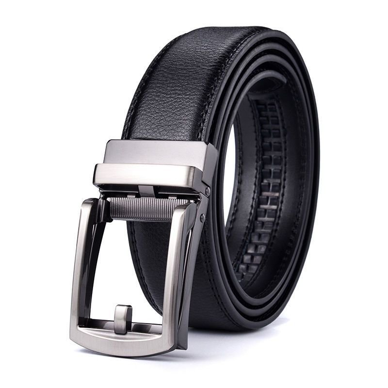 Hot Sell New Universal Man Automatic Buckle Two-layer Leather Business Belts For Jean Pants Men's Fashion High-grade Waist Belt