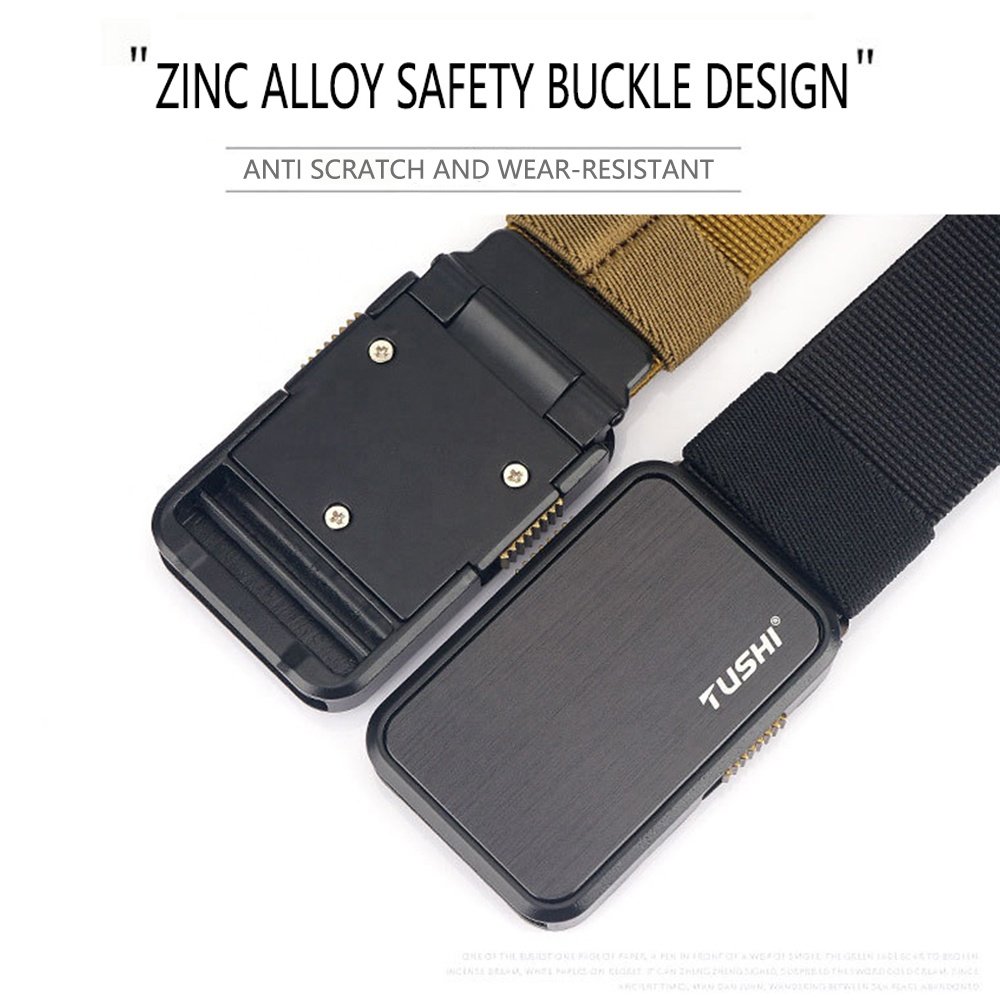 TUSHI New Tactical Belt Canvas Outdoors security Nylon Belt War Battle Metal Buckle Belt Hunting Hiking Sports Fabric Customized