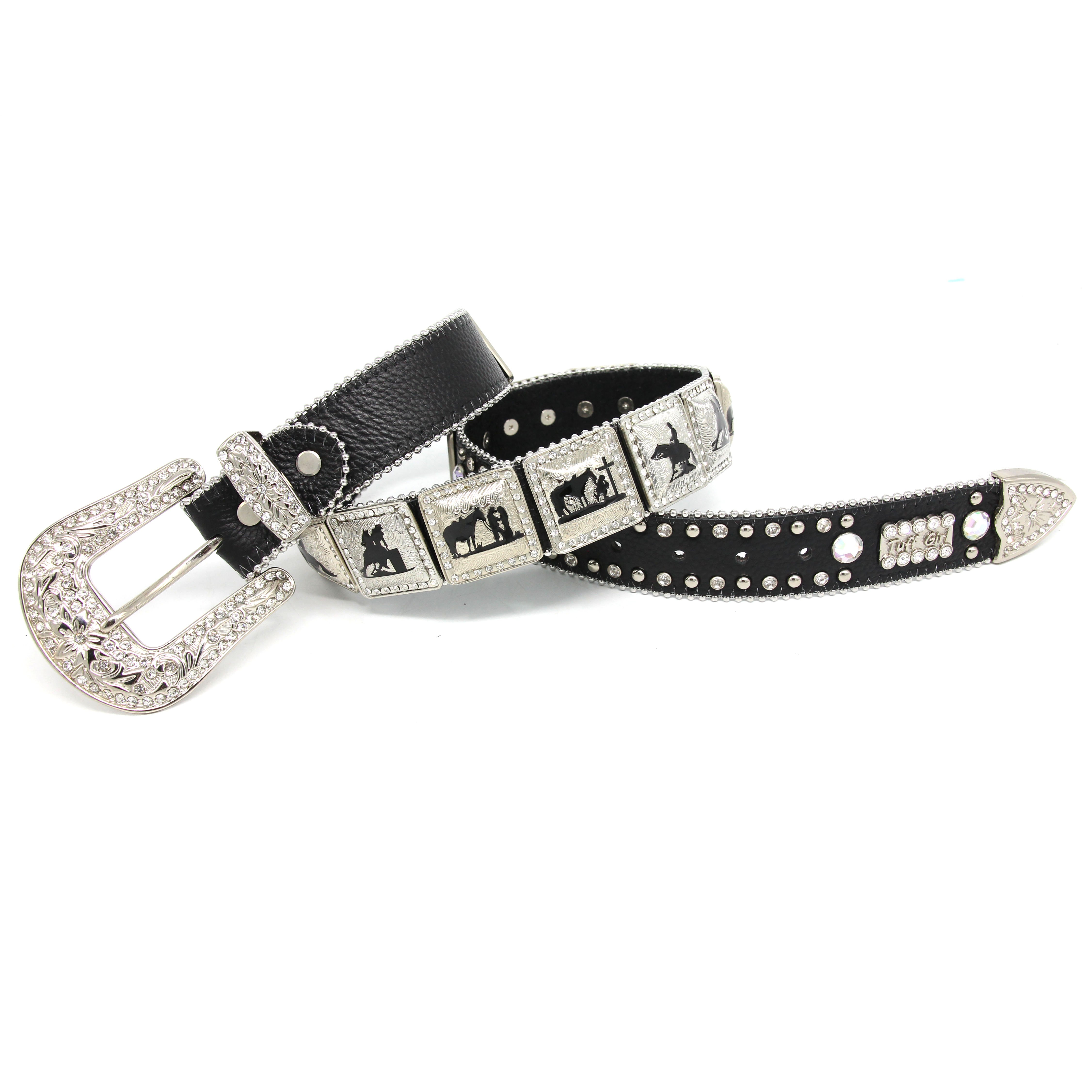 Custom logo PU leather rivet BB belt strap designer shiny no buckle diamond studded rhinestone belts strap for men women