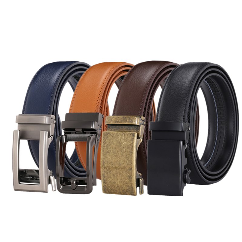 LQbelt Factory Genuine Leather Belt Men's Automatic Buckle Belts For Men Wholesale Belts Leather Men Ratchet