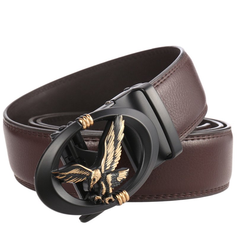 LQbelt Factory Genuine Leather Belt Men's Automatic Buckle Belts For Men Wholesale Belts Leather Men Ratchet