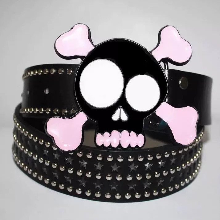 custom logo luxury rhinestone enamel female belt buckle cartoon belt buckle Y2k skull belt buckle