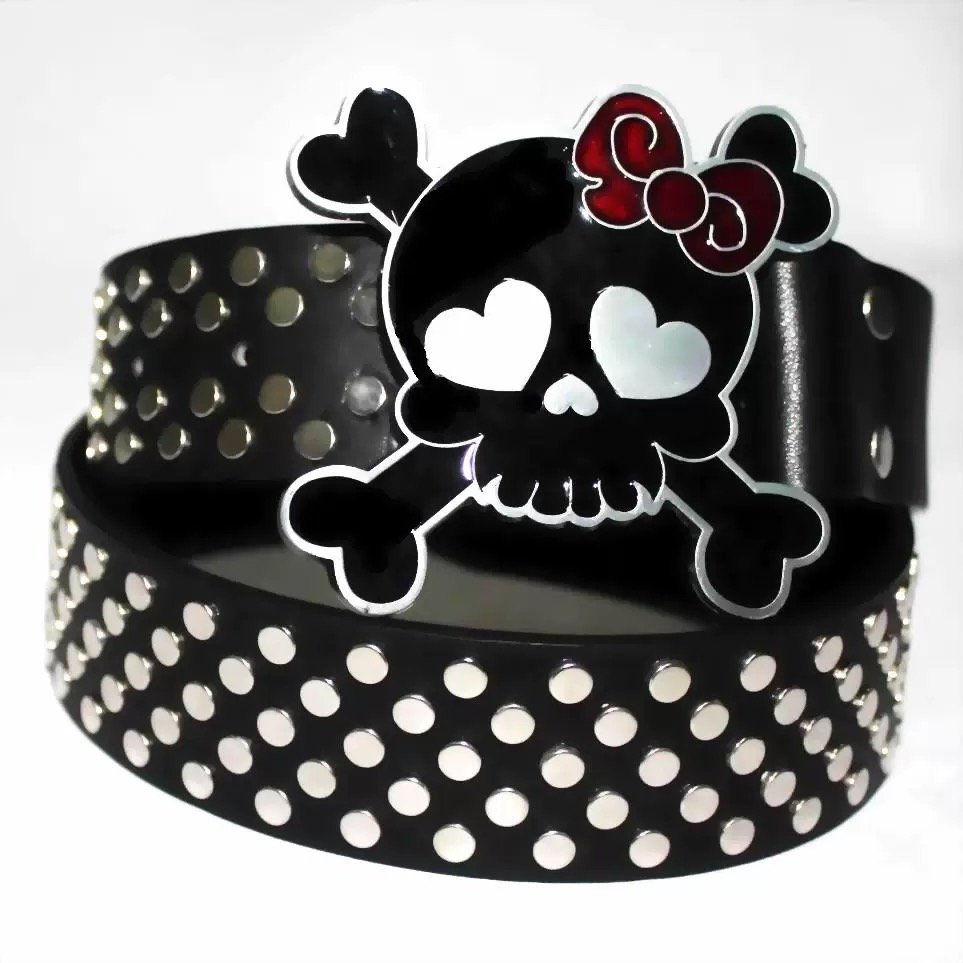 custom logo luxury rhinestone enamel female belt buckle cartoon belt buckle Y2k skull belt buckle