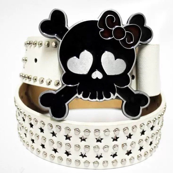 custom logo luxury rhinestone enamel female belt buckle cartoon belt buckle Y2k skull belt buckle