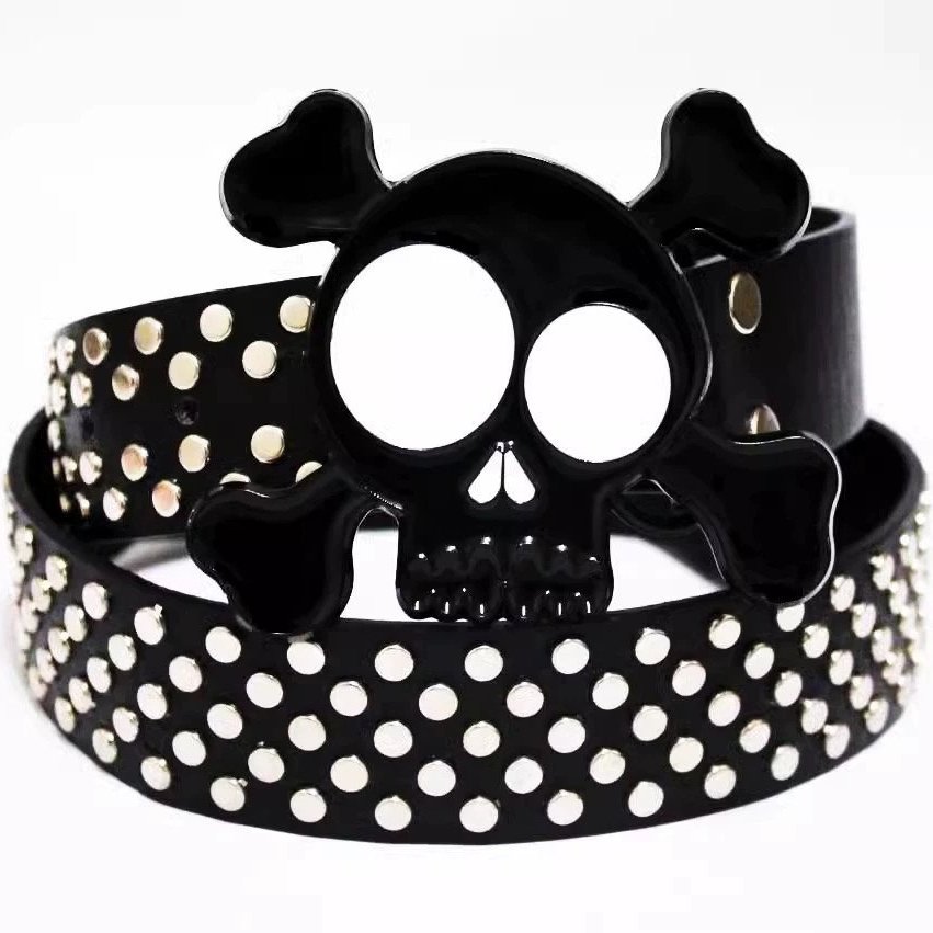 custom logo luxury rhinestone enamel female belt buckle cartoon belt buckle Y2k skull belt buckle