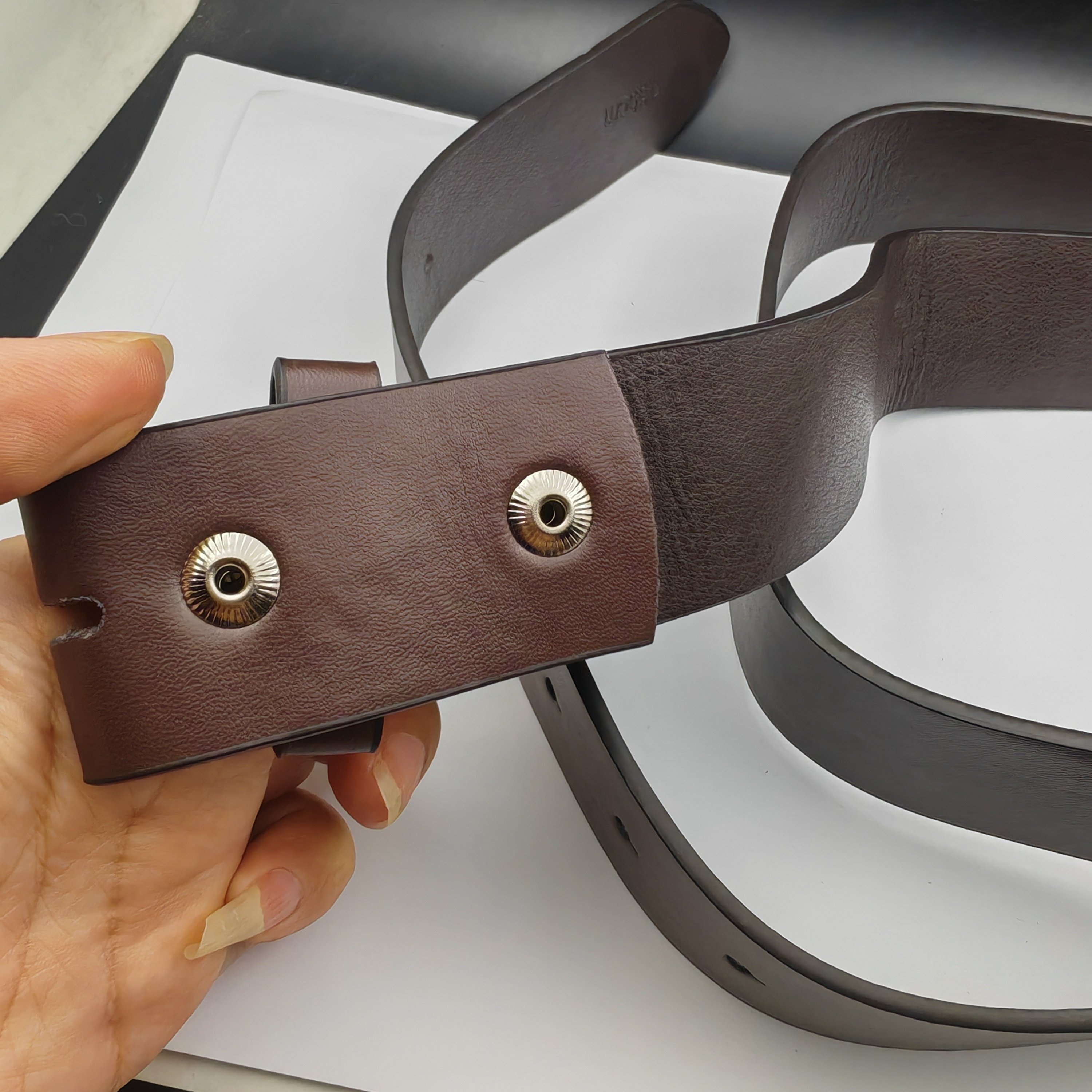 Factory Direct Sale Adjustable 3.8cm width pu Leather belt Snap On Strap without buckle Top Quality In Stock