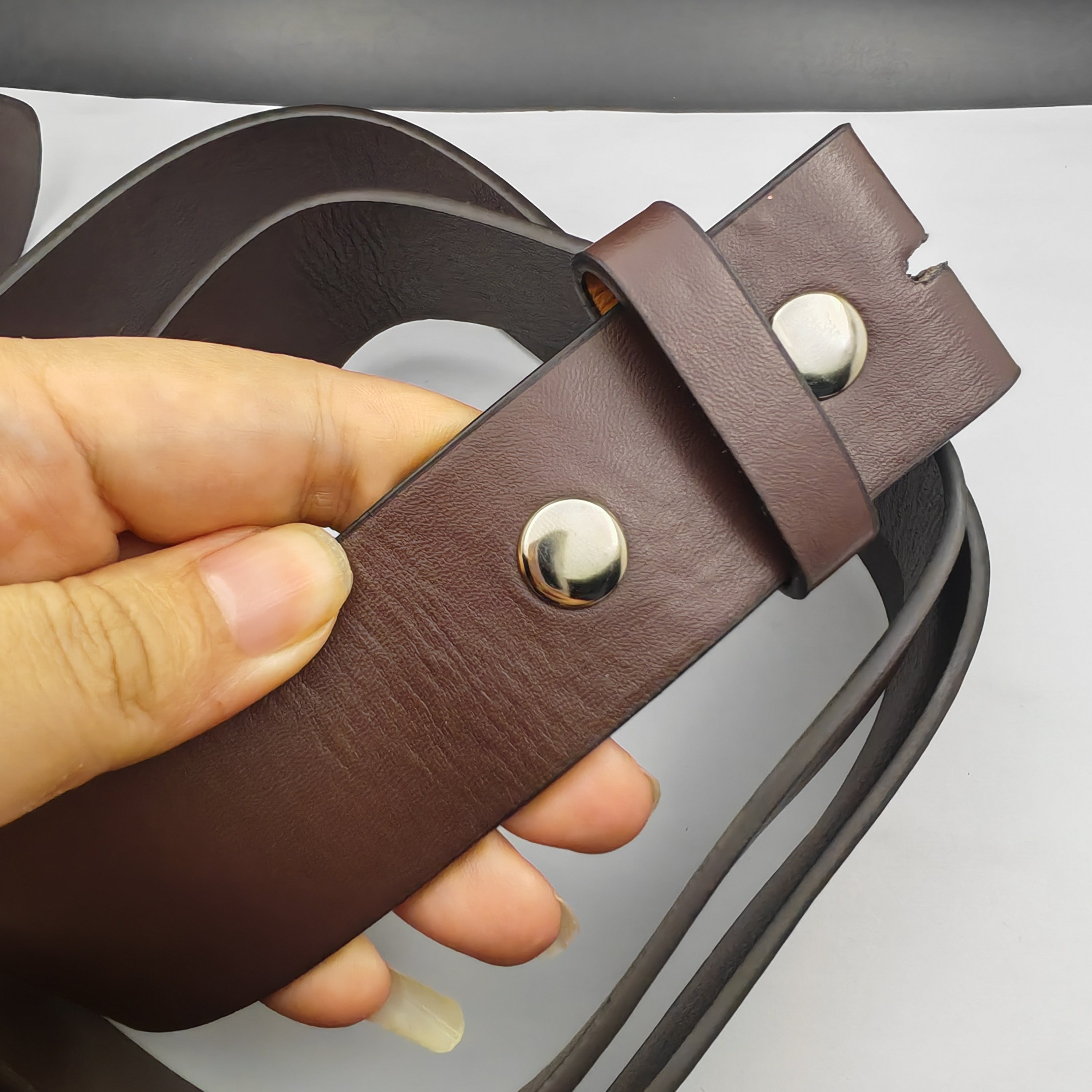 Factory Direct Sale Adjustable 3.8cm width pu Leather belt Snap On Strap without buckle Top Quality In Stock