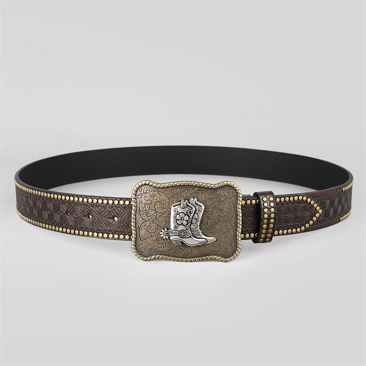 Wholesale western cowboy vintage belt custom fashion cowboy buckle casual leather belt for men