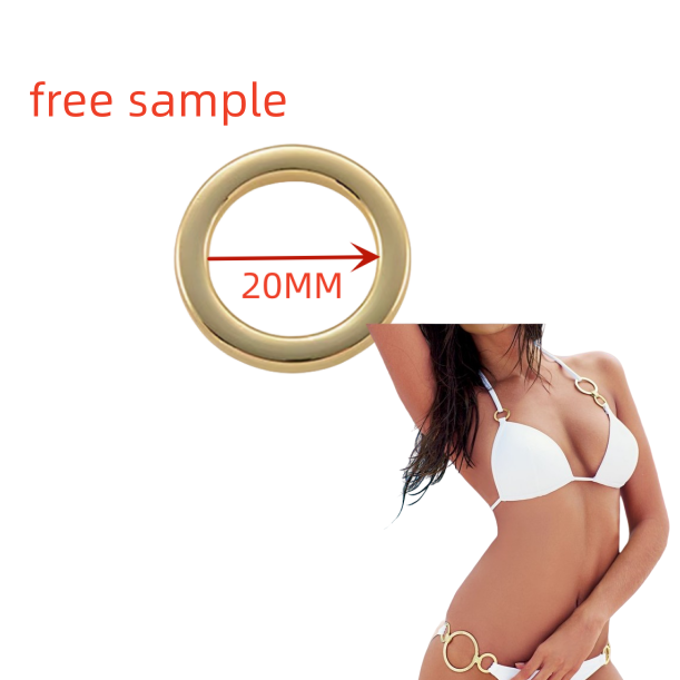 Custom 15mm Fashion Laser Gold Silver Metal Flat O Ring Buckle For Swimwear