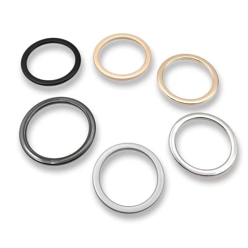 Custom 15mm Fashion Laser Gold Silver Metal Flat O Ring Buckle For Swimwear