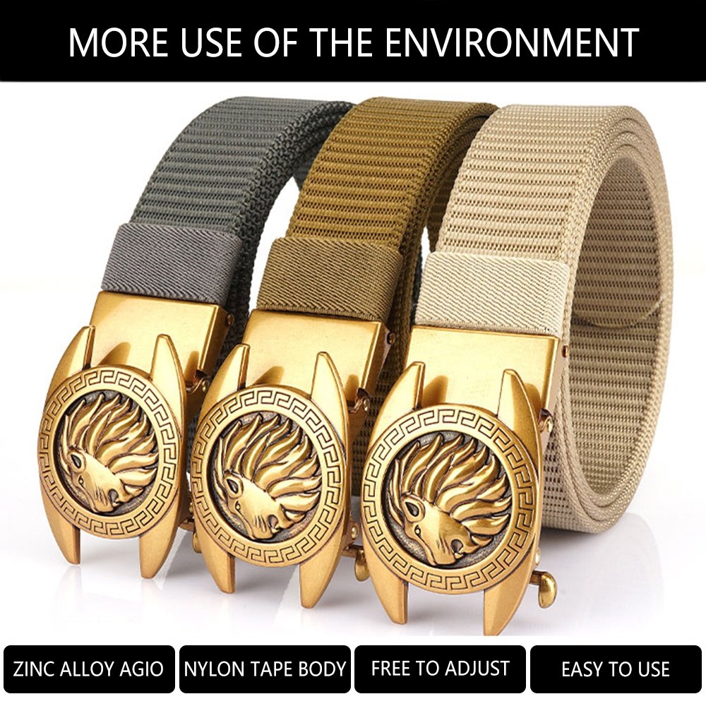 TUSHI NEW Men Casual Leather Belt Personality Jeans Outdoor Nylon Fabric Belts Adjustable metal automatic buckle Belts Factory