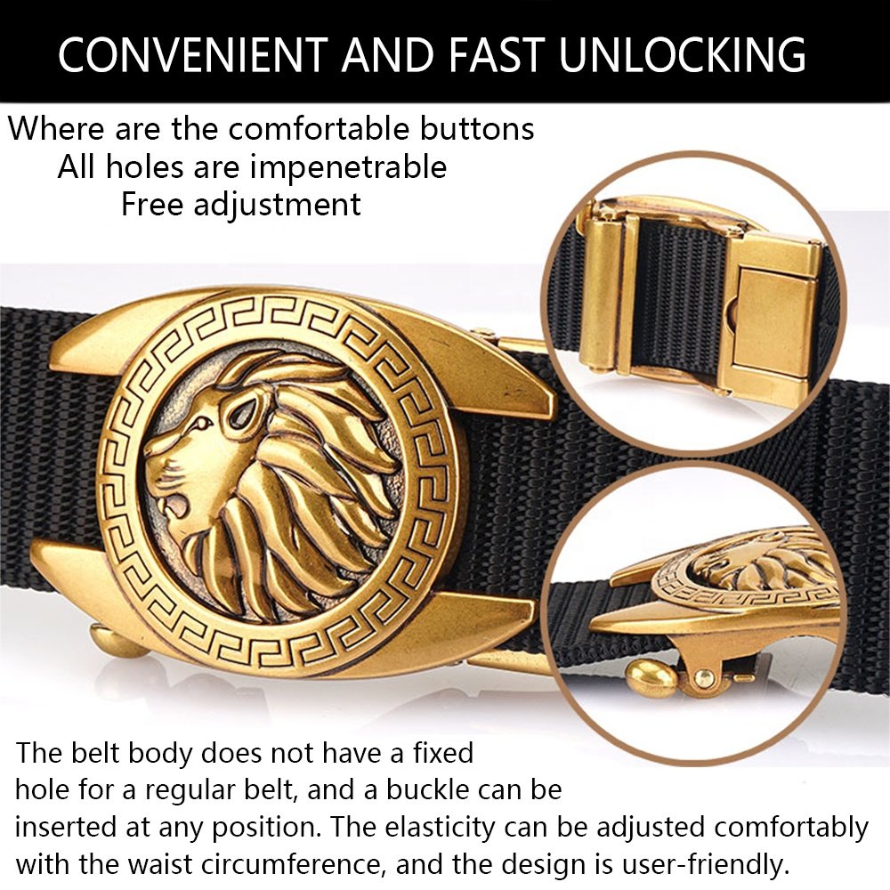 TUSHI NEW Men Casual Leather Belt Personality Jeans Outdoor Nylon Fabric Belts Adjustable metal automatic buckle Belts Factory