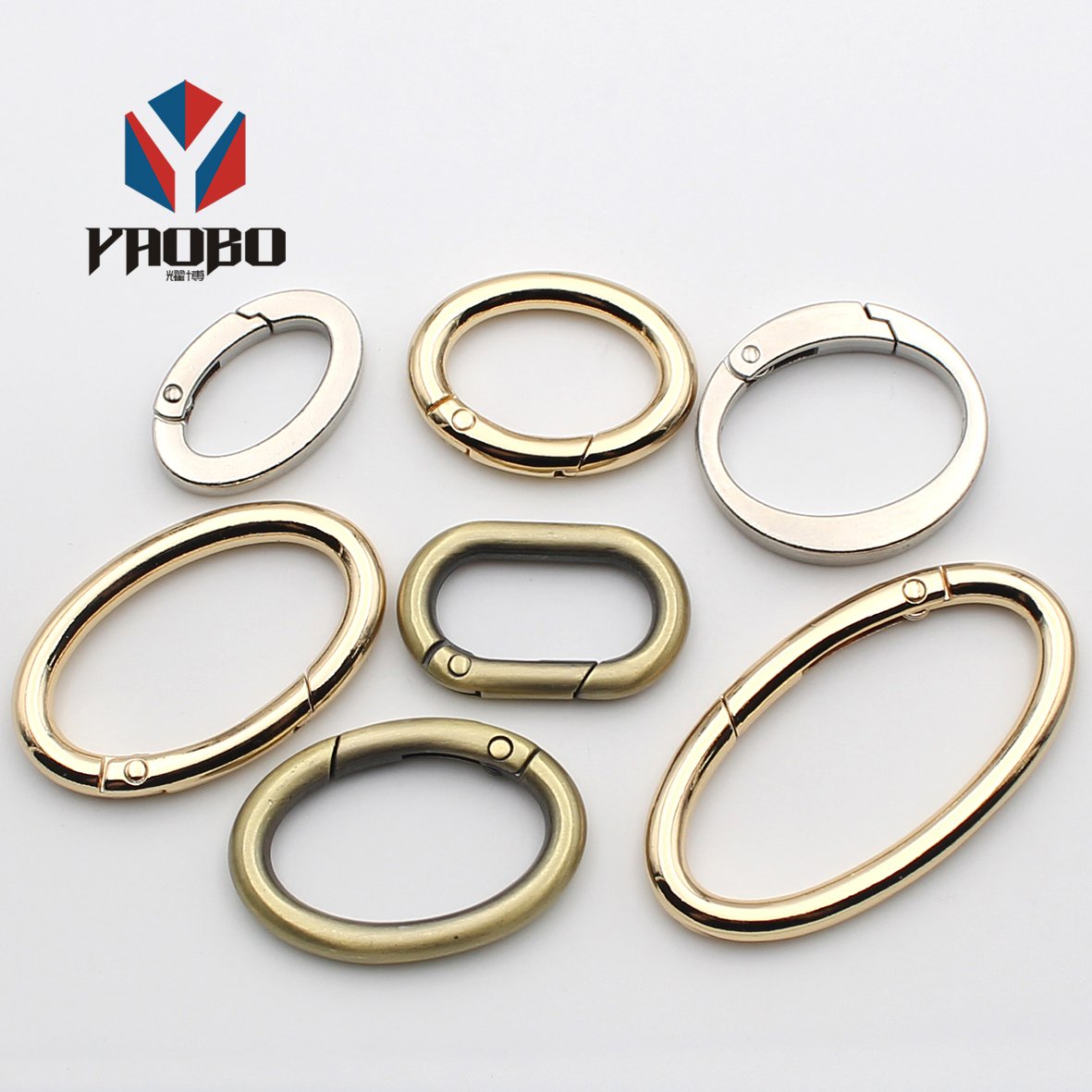 Luggage Hand Bag Hardware Accessories Oval Ring Oval Hook Open Ring Buckle Opening Spring Custom Metal Rings for Bags Inner Dia.