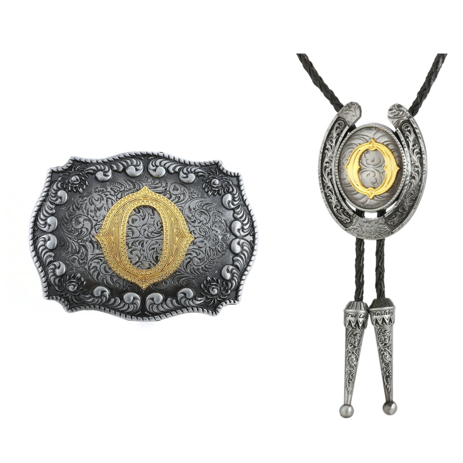 Classic Men's buckle 2 pieces Western Belt Buckle and Bolo Tie Combo Metal Accessories Set