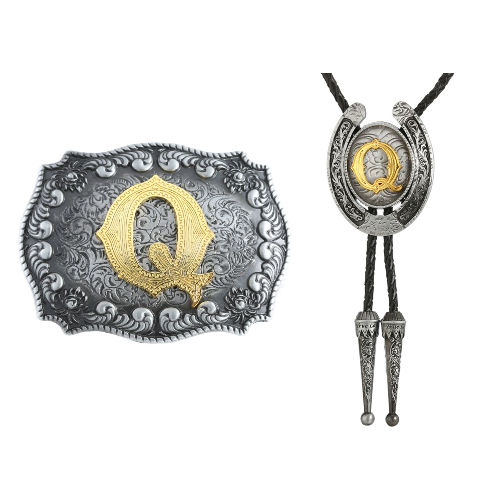 Classic Men's buckle 2 pieces Western Belt Buckle and Bolo Tie Combo Metal Accessories Set