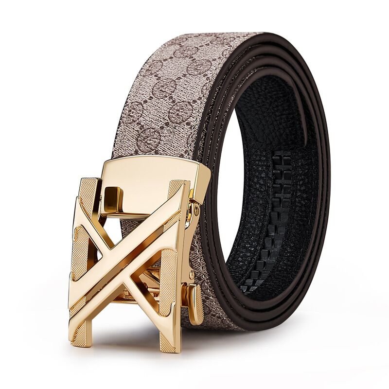Top grade Men's Leather Belts Genuine Leather Automatic Buckle Belts New Alphabet Buckle Belt for Man