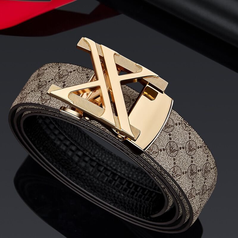 Top grade Men's Leather Belts Genuine Leather Automatic Buckle Belts New Alphabet Buckle Belt for Man