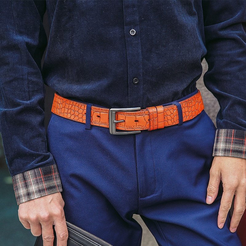 2024 Hot Selling Pin Buckles Business High End Fashion Men Crocodile Cow Leather Belt Luxury Formal Belt For Men