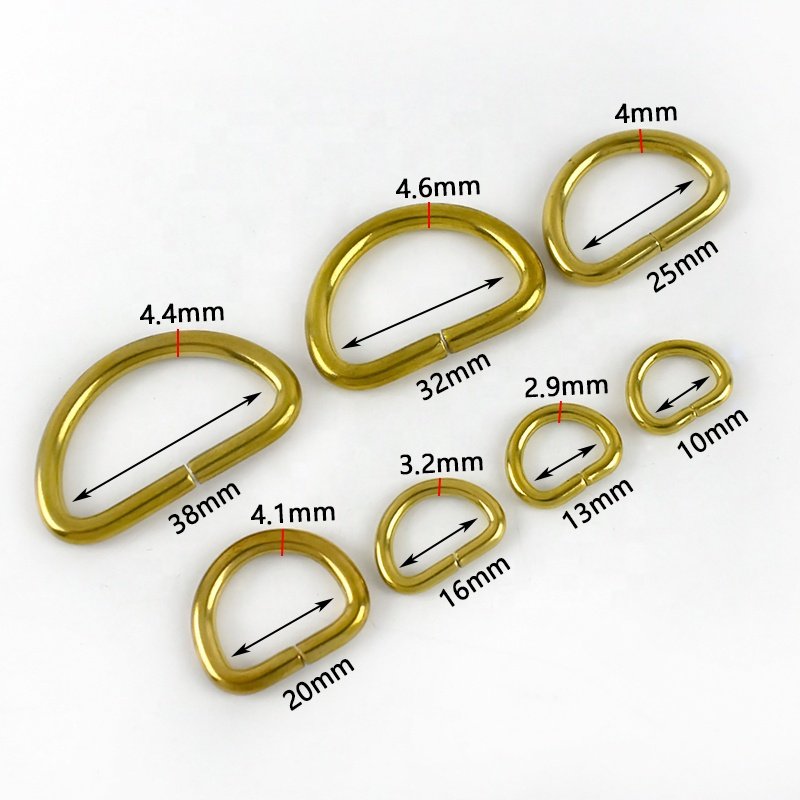 Deepeel BD008 10-38mm Luggage Accessories Solid Brass Opening Pure Copper D Buckle Pure Copper Brass D Ring