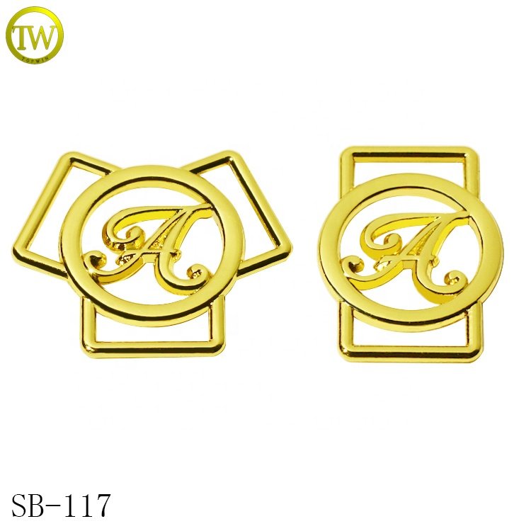 Die casting bikini gold logo buckle adjuster wholesale bra hardware alloy metal hijab ring slider buckles for clothes