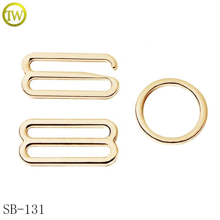 Die casting bikini gold logo buckle adjuster wholesale bra hardware alloy metal hijab ring slider buckles for clothes