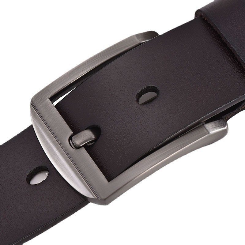 Genuine Leather Men's Pin Buckle Belt Factory Directly Supply High Quality Cow Hide Belt