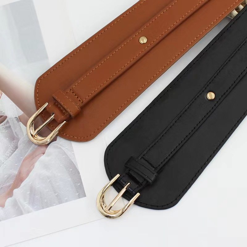 Wide belt women needle buckle decorative dress elastic PU elastic waist wrap fashion girdle waist wrap women