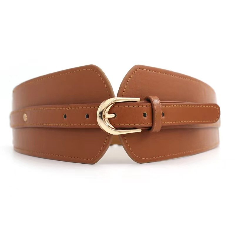 Wide belt women needle buckle decorative dress elastic PU elastic waist wrap fashion girdle waist wrap women