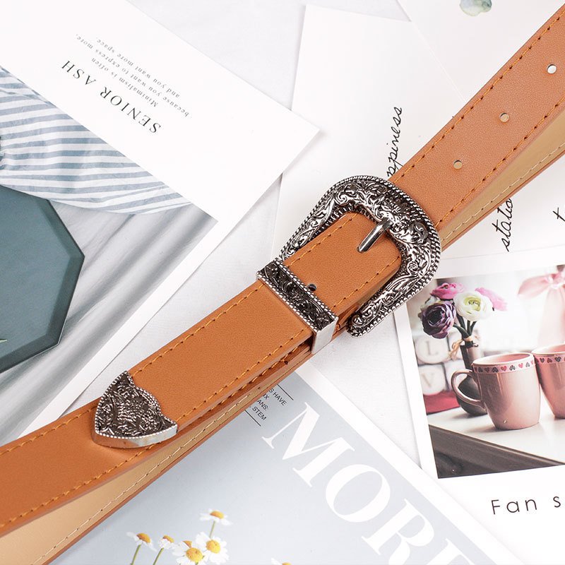 new fashion women's needle buckle three-piece set retro explosive high-quality wide belt women wholesale