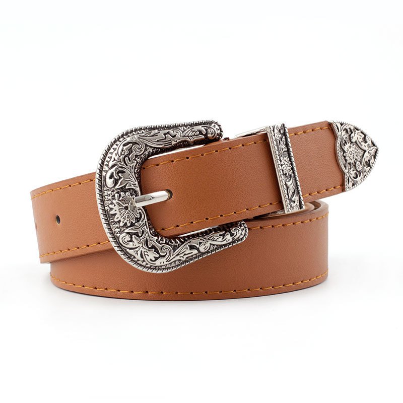 new fashion women's needle buckle three-piece set retro explosive high-quality wide belt women wholesale